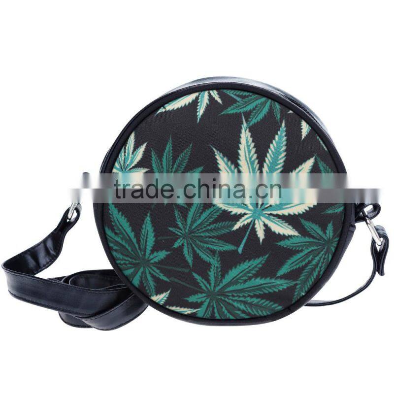 New Design 3D Print Round Small Leather Single Shoulder Bag