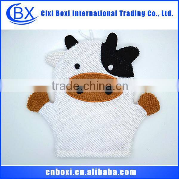 2015 Brand new custom polyester/nylon baby bath glove,hot water gloves