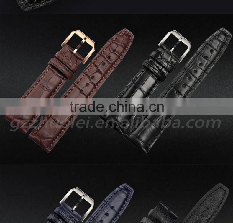 Customize Crocodile Leather Watch Bracelet 20mm 21mm 22mm black brown blue Wholesale 1PCS