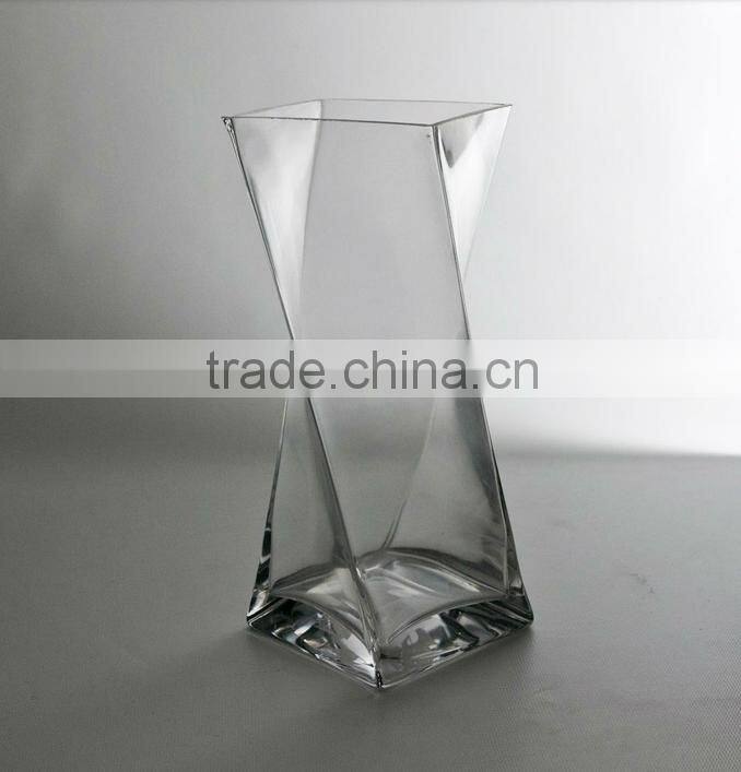 Crystal high quality square customized size glass vase luxury hotel glassware supplier leadfree handblown