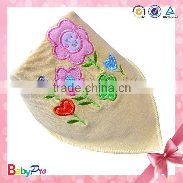 2015 High Quality Wholesale Yellow Sunflower Bandana Baby Bibs Baby Triangle Scarf