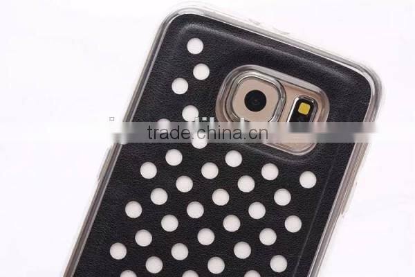 Phone case Empty thread Polka Dot PU+ TPU wallet case with stand, For Samsung galaxy S6 edge leather case