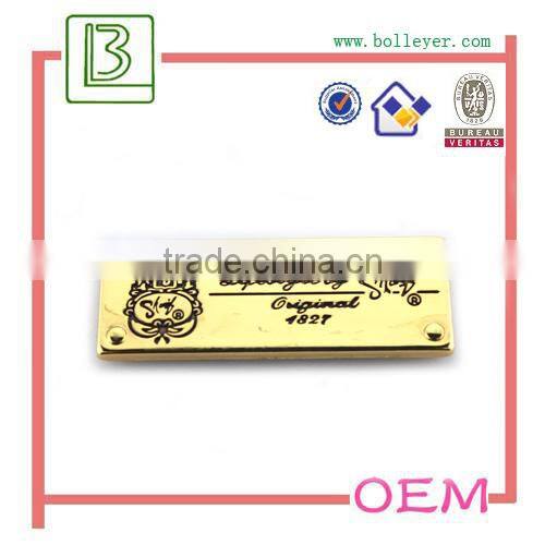 high gloss metal custom handbag logo labels