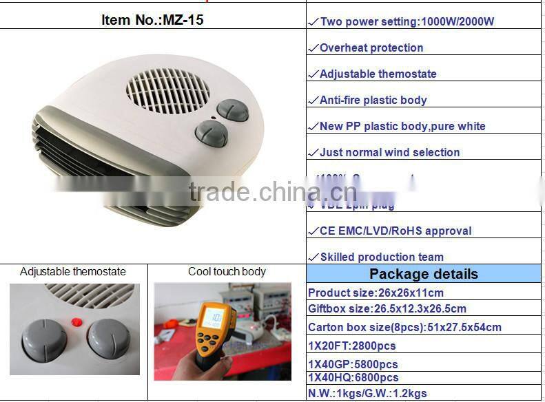 fan heater electrical heater electric 220-240V plastic body material fan heater