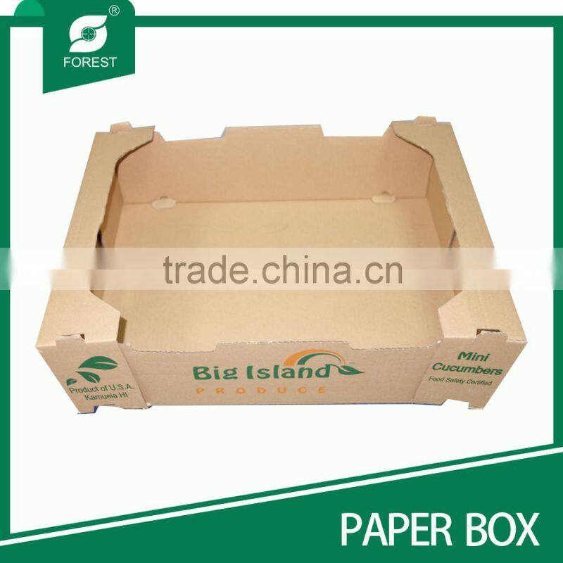 BROWN PRINTED PAPER TRAY FOR VEGETABLE LIKE MINI CUCUMBERS