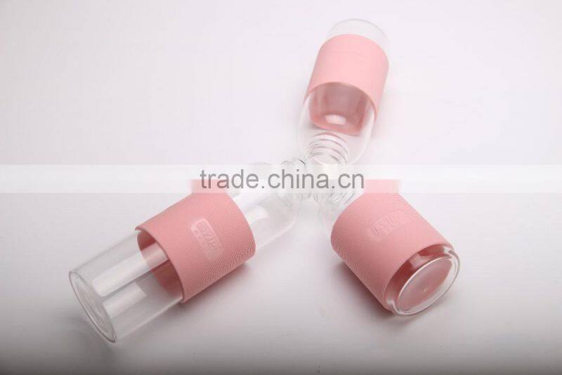 Double Wall Borosilicate Glass Tea Coffee Bottle with Bamboo Lid