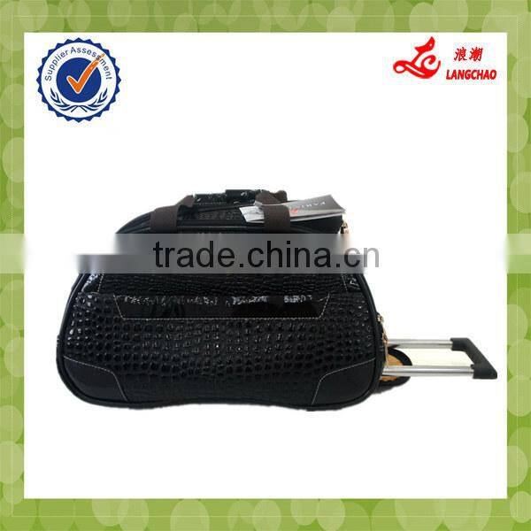 Popular Design Hot Sale Durable PU Material Real Push Trolley High Quality Wheel Trolley Duffle Bag