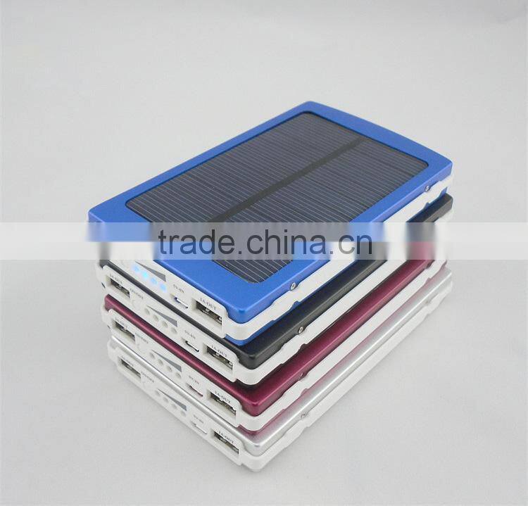 2015 hot selling solar power bank 10000mAh, portable solar phone charger, ce rohs fcc passed smart phone solar charger