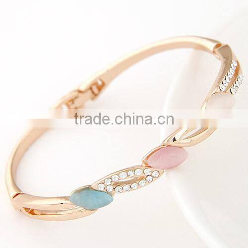 In stock low MOQ Bangle Jewelry Colorful Opal stones Jeweled lady bangles