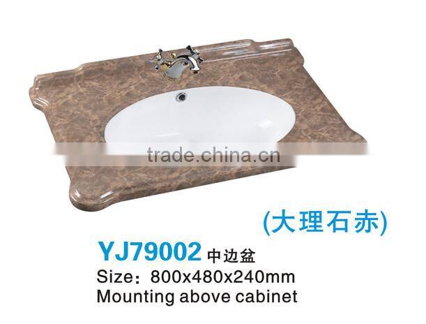 YJ79002 Chaozhou Ceramic Stone Pattern Counter top Cabinet Basin Bathroom Sink