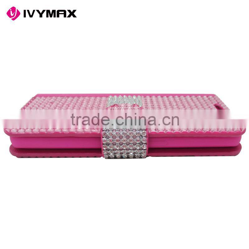 IVYMAX 2016 lady style diamond bling leather wallet case for samsung galaxy S7/G930