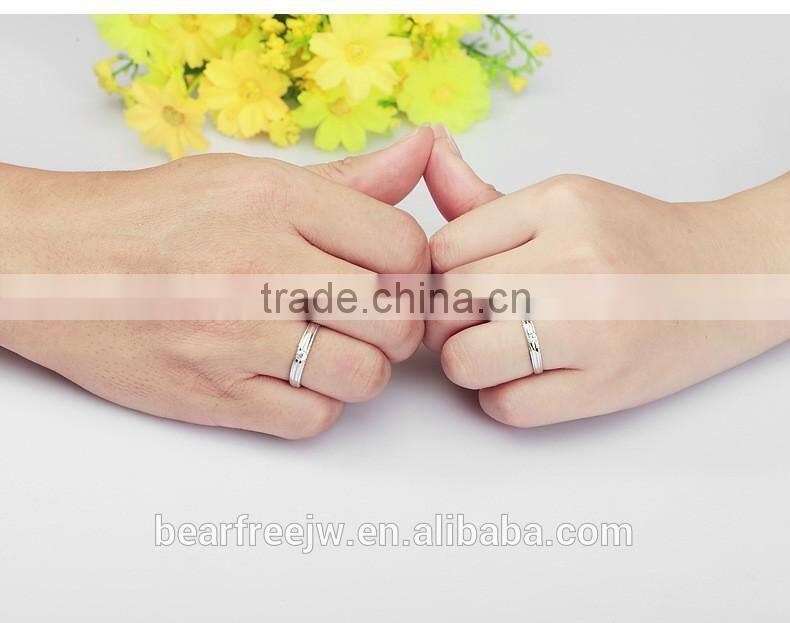 925 Sterling Silver Cubic Zirconia Wedding/Engagement/Promise Adjustable Couples Rings