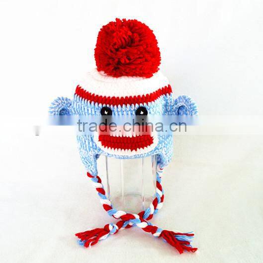Handmade crochet baby boy beanie hat in animal pattern