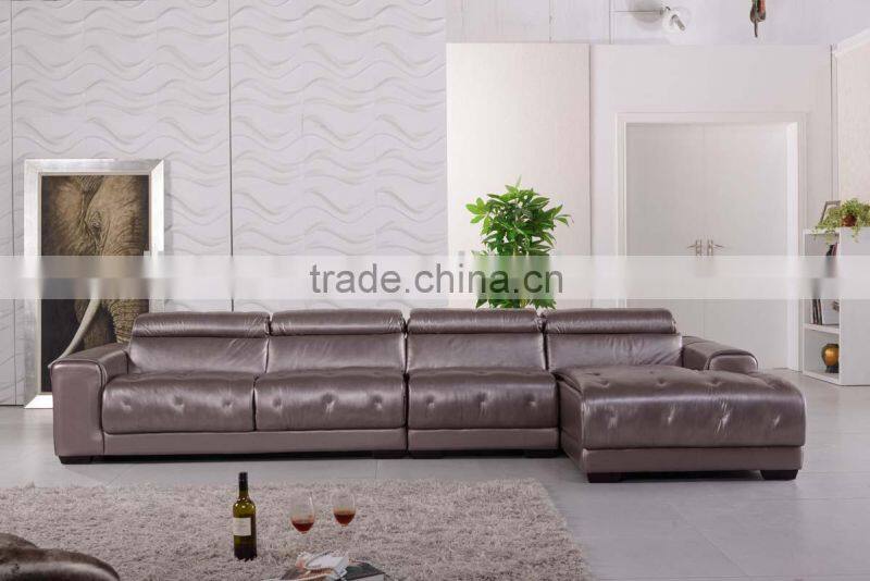 modern livingroom furniture leather sofa with adjustable headrests A350