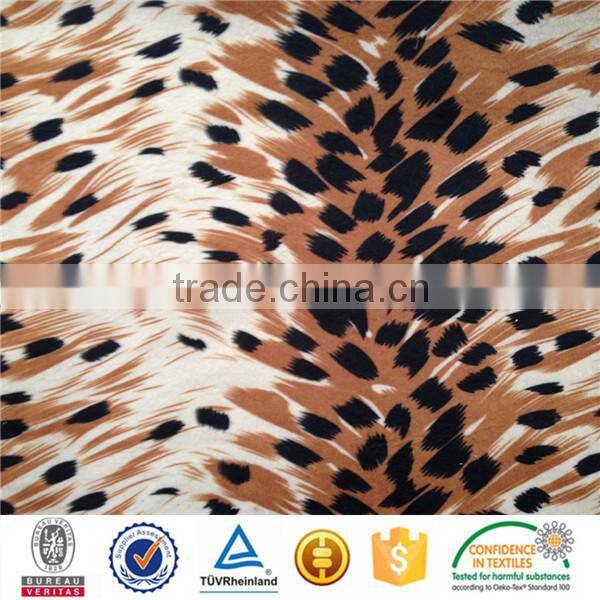 100%polyester tiger skin print short pile plush fabric