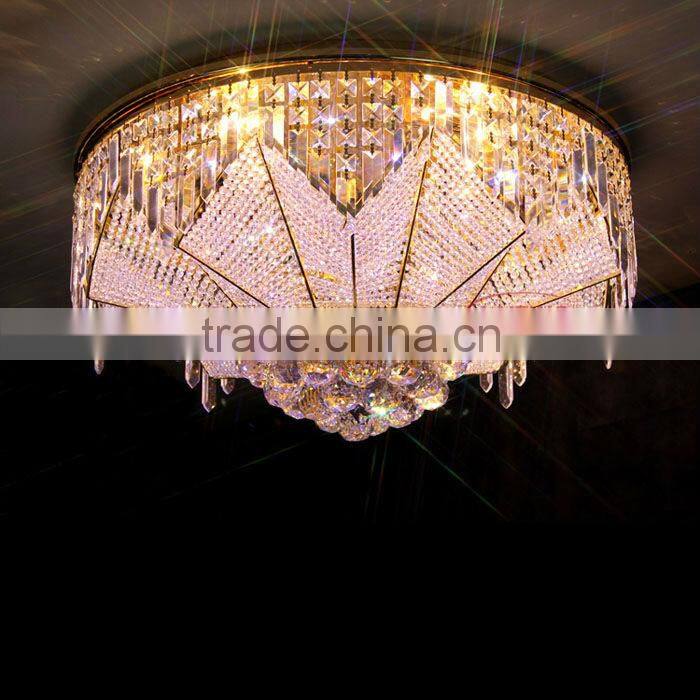 Pink modern crystal pendant light for high ceilings