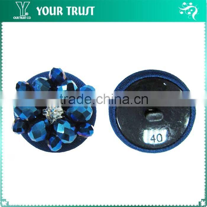 Blue Indigo Glass Bead Brown Bead Covered Technics Shank Shirt Cover Button