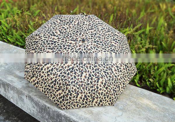 Auto Open Close Folding Umbrella with Leopard Printing