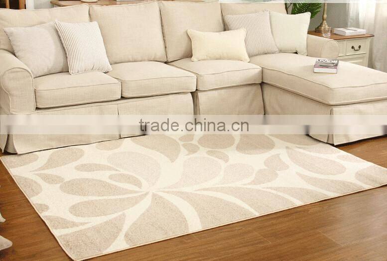 Beige Flora pattern cut pile home use shaggy rug