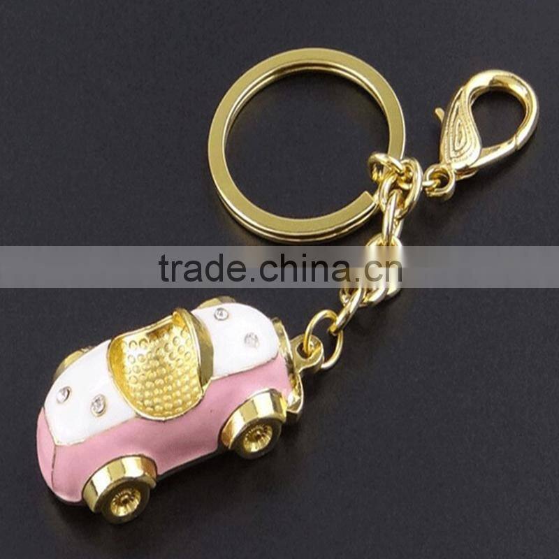 Cute car shape metal keychain