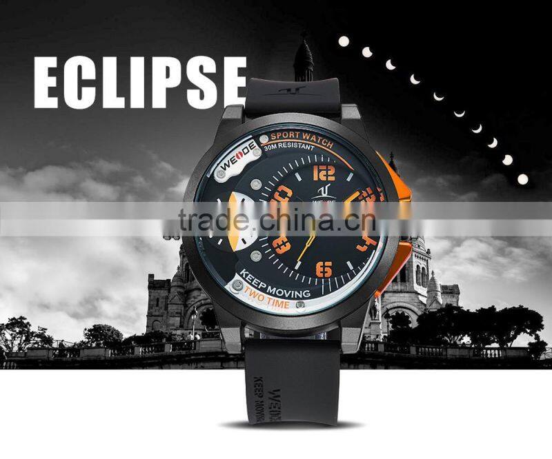 WEIDE popular brand best selling products sports watch men silicone band dual time stainless steel back water resistant watches