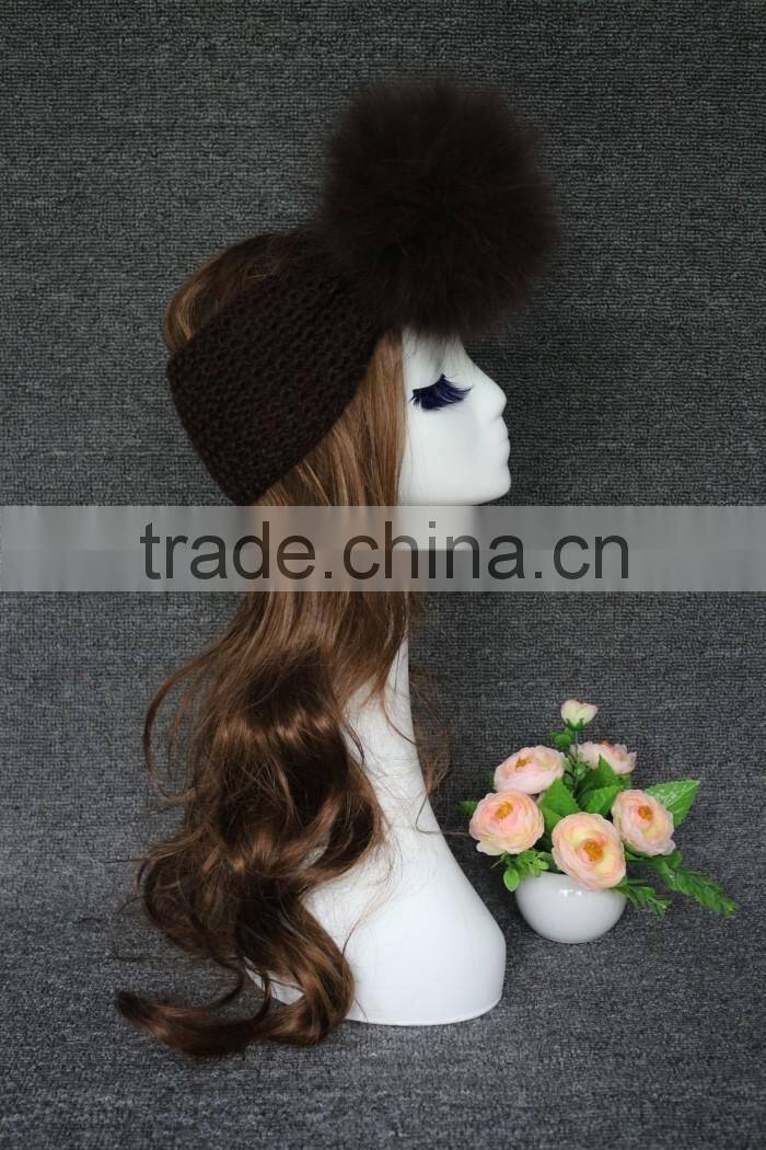 Colourful Genuine Big Raccoon Fur Pompom Women Makeup Headband