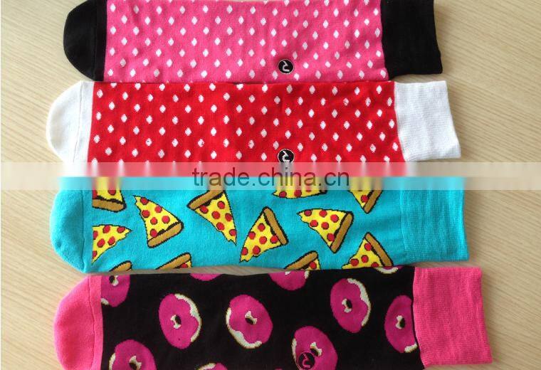 2016 Christmas Present Cotton Knitting School Girls Sweet Donut Jacquard Sock