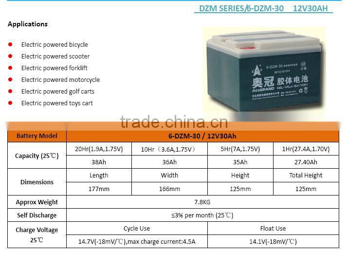 12v 30ah Battery for floor cleaning machine/e-bike battery/ Scooter