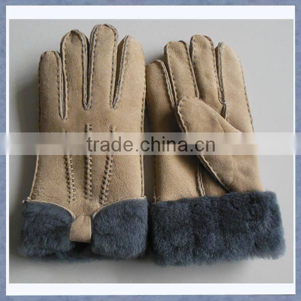 Winter Real/Genuine Sheepskin Leather Fur Gloves for men and women