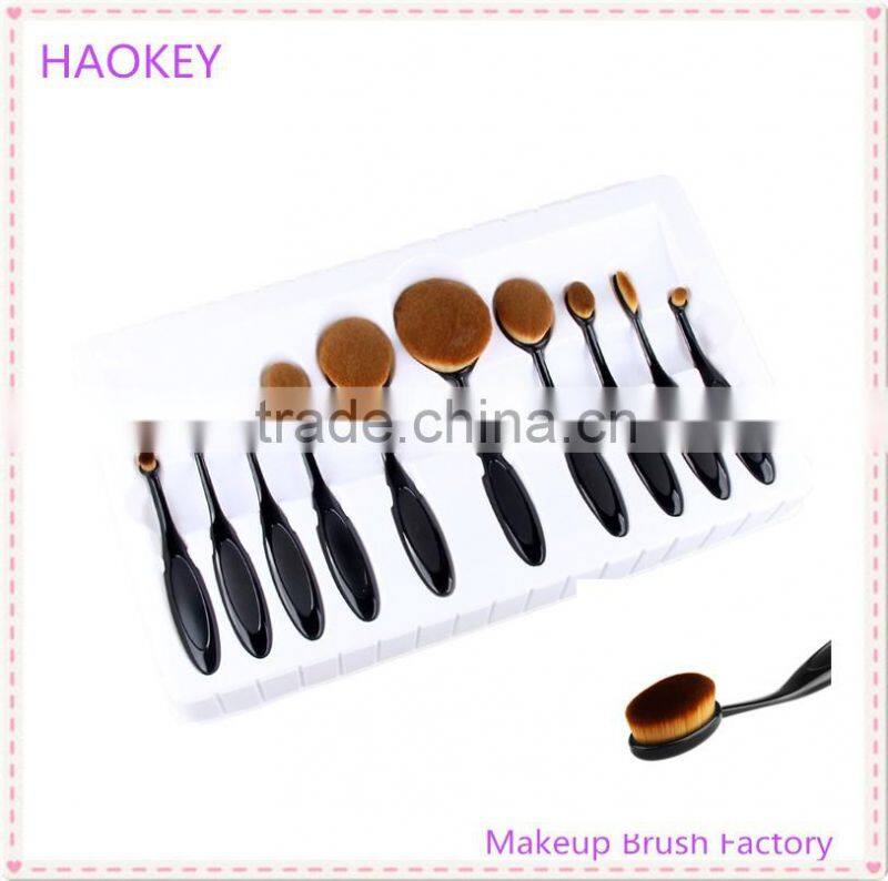 2016 New Professional 10 Pcs Soft Oval Toothbrush Makeup Brush Sets Foundation Brushes Contour Powder Blush Concealer Brush