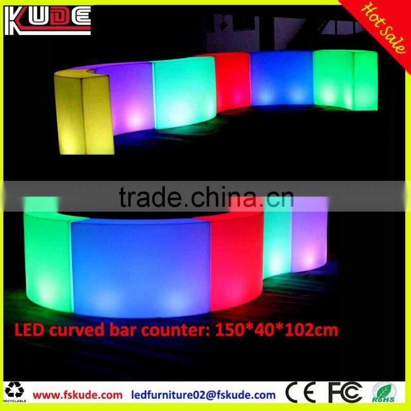 led light up curves bar counter with LED RGB light changing