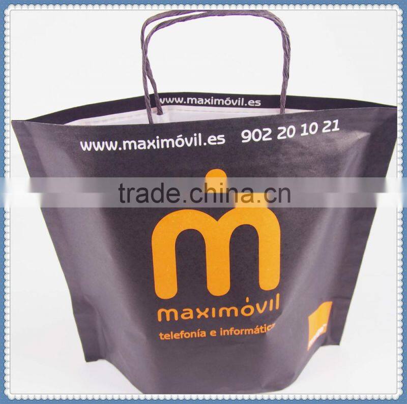2016 New design popular kraft paper bag eco friendly & economic with twisted patch handle