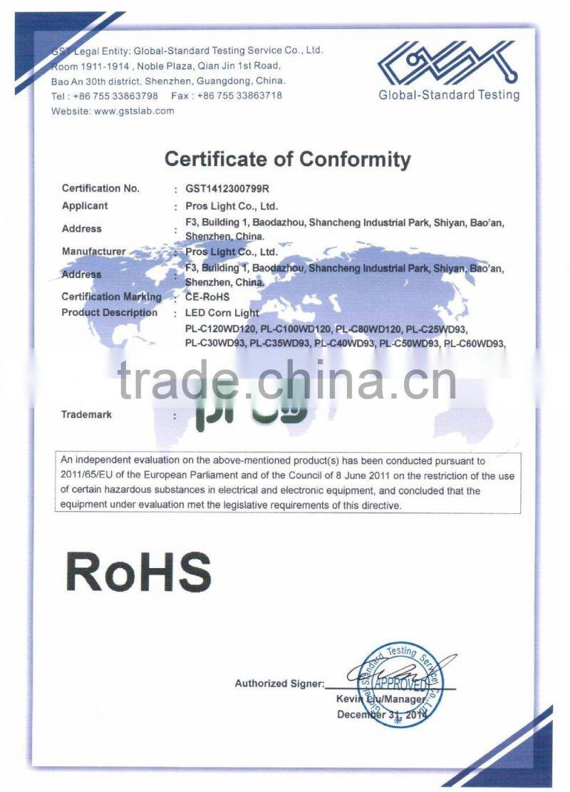 SMD2835 E26 E27 E39 E40 AC100-300V led corn light 20w