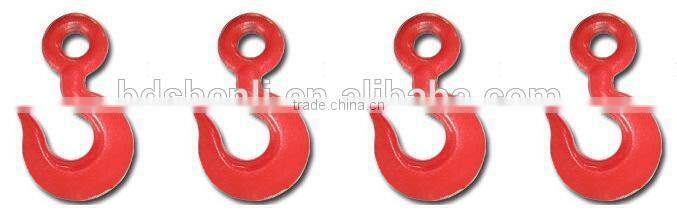 drop forged hardware alloy steel/carbon steel drop forged plastic-sprayed lifting hoist long neck shape hook