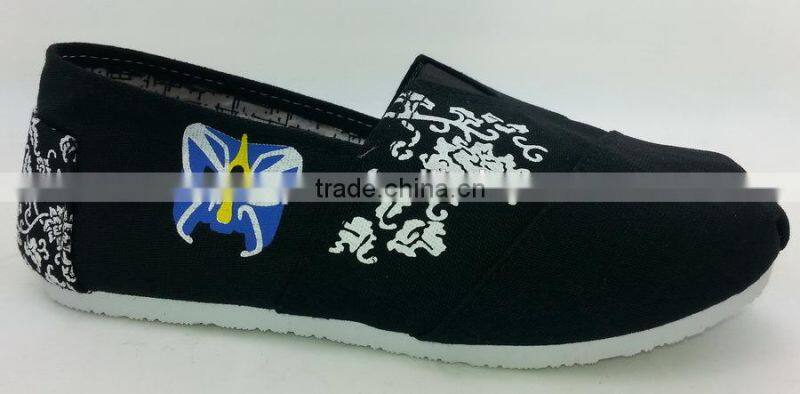 pretty and fashion black/beige ladies' canvas casual shoes