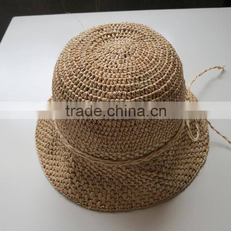 Fashion raffia straw crochet hat cheap
