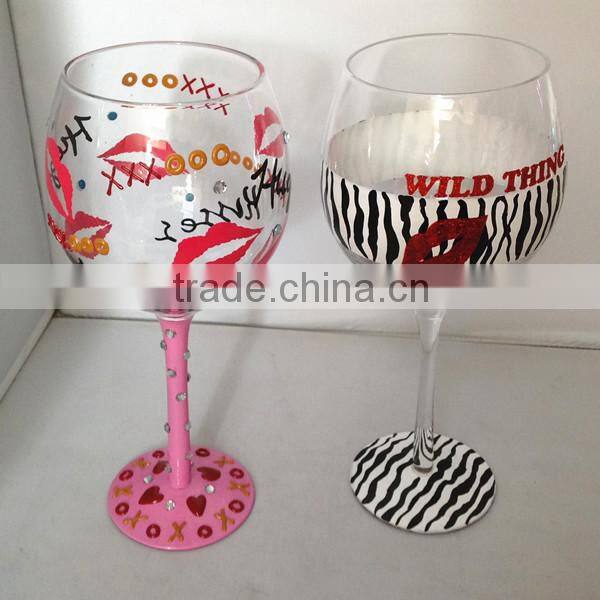 hand made Saint Valentine's Day round ball wine glass
