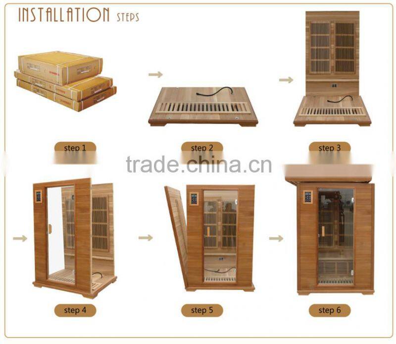 Luxury 1seat far infrared sauna bath wooden room with infrared heating parts