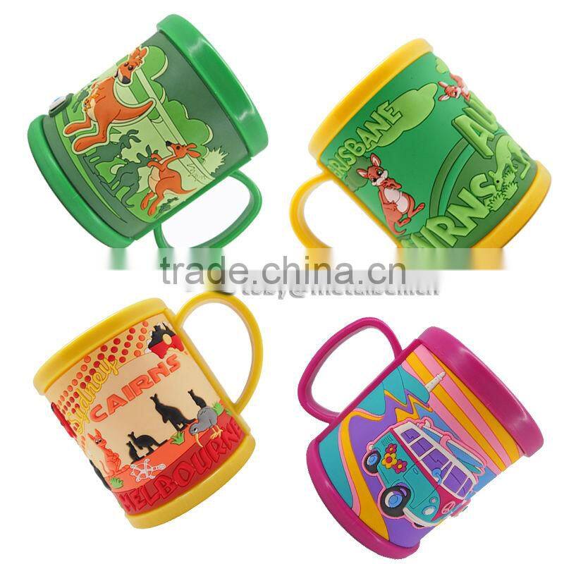 custom 3d cartoon pvc mug with handles