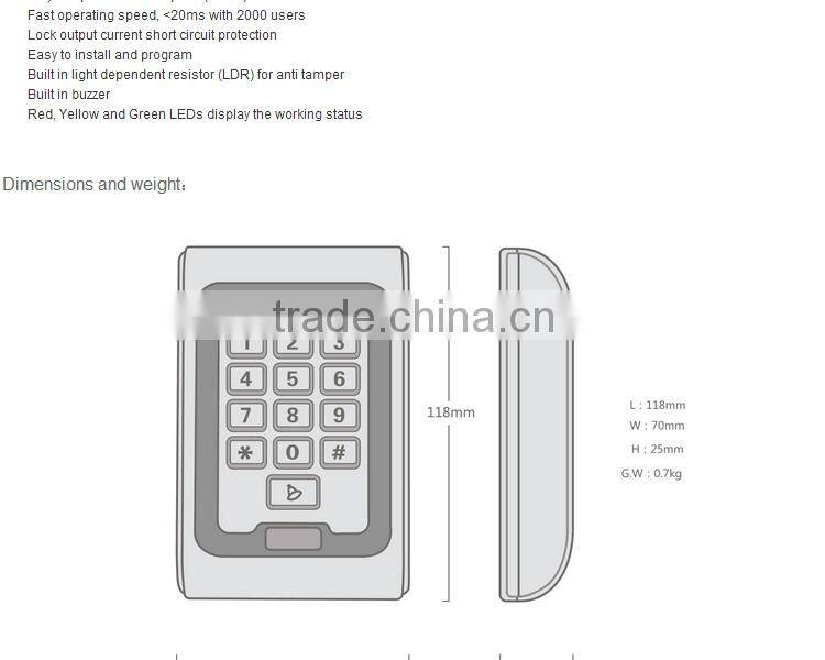 mini access control keypad OCS-K8