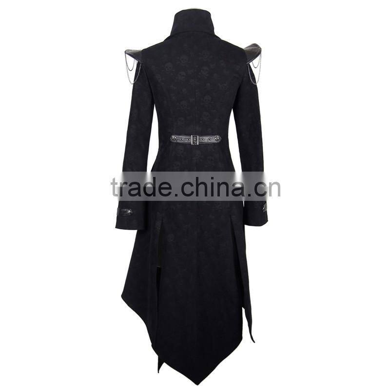Devil fashion 2015 PUNK gothic long coat black jacket made in China CT014