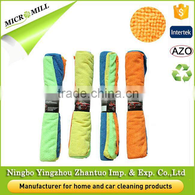Microfiber double designs auto care glass window polishing cloth