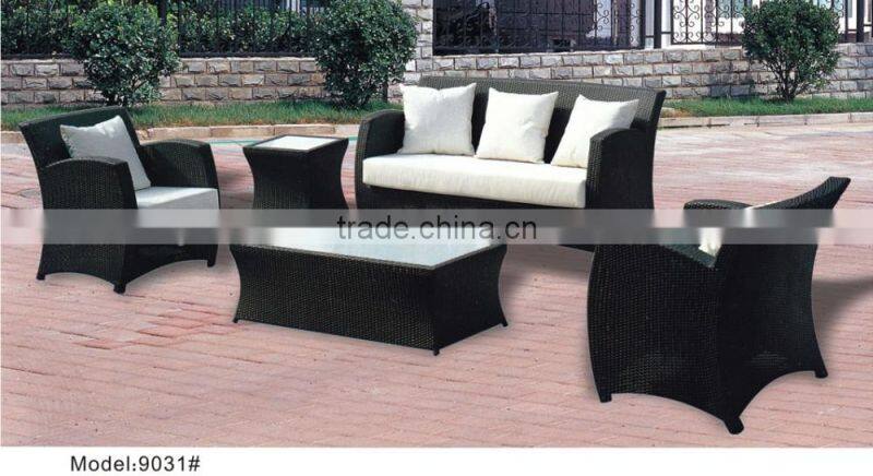 Rattan wicker sofa set with loveseat armchairs and coffee table