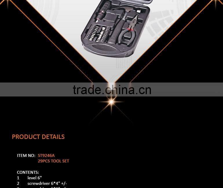 8'' Adjustable wrench 9'' water pump plier 7'' combination plier insultaion tape testing pen flashlight