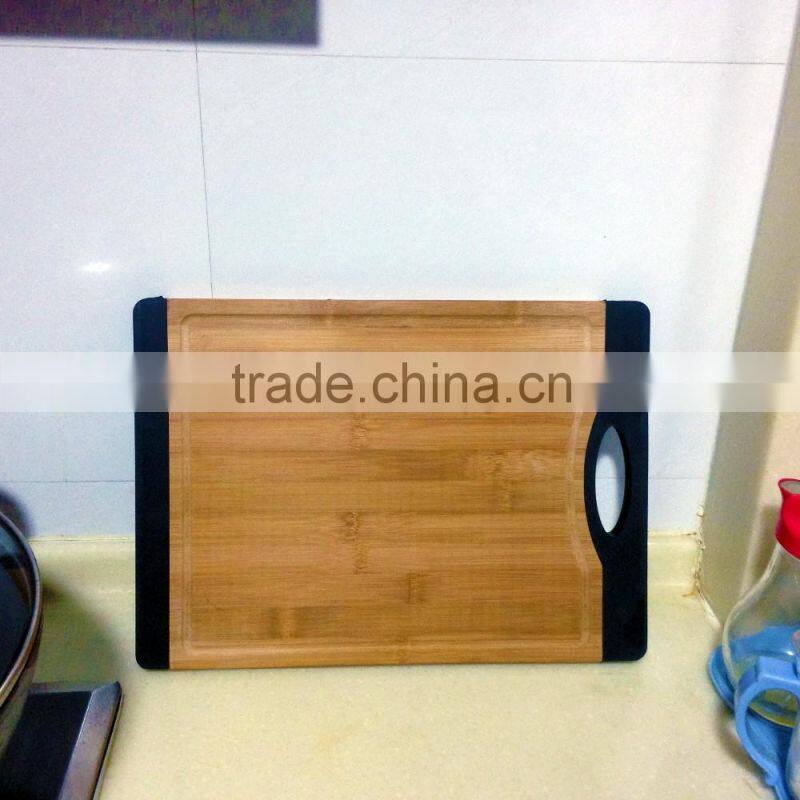 Grooved Non-slip Bamboo Chopping Block with silicone and handle