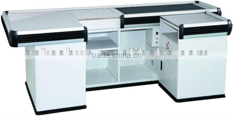 cash checkout counter with conveyor belt