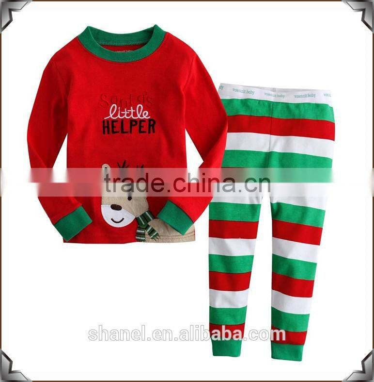 new arrival 2015 Christmas/New Year boys stripe cotton suits two-pieces cotton sets