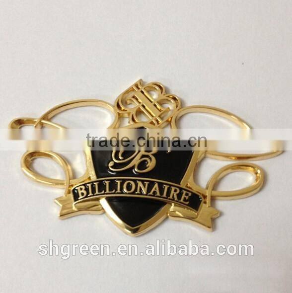 Chic shiny golden metal swing tag for plastic product