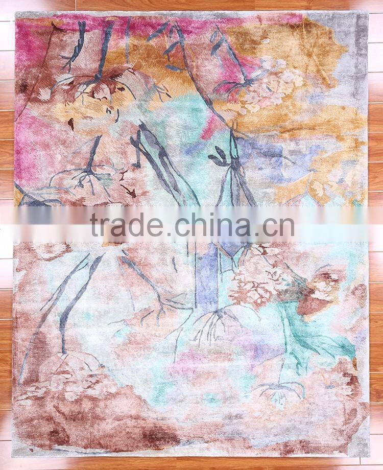 wholesale hand tufted shinny silk or viscose butterfly carpet and rugs