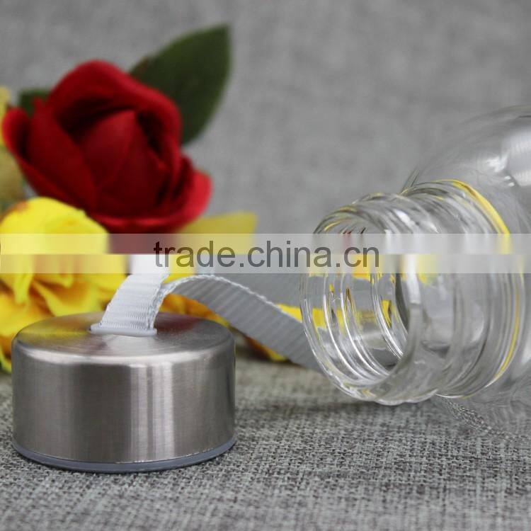 Hot sale glass drinking bottle with metal cap